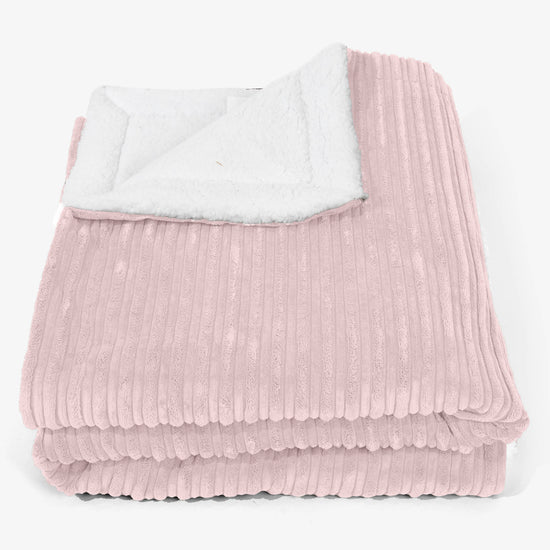 Grande Plaid / Coperta Sherpa 140 x 200cm - Velluto a Coste Rosa Cipria - 01