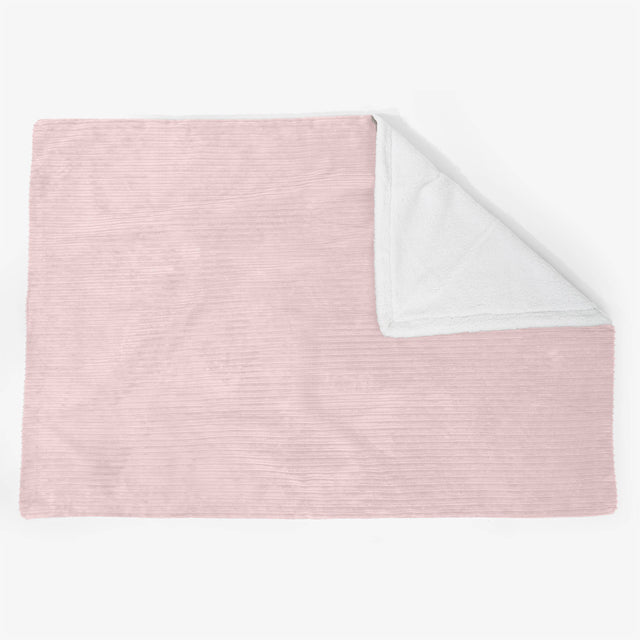 Grande Plaid / Coperta Sherpa 140 x 200cm - Velluto a Coste Rosa Cipria - 02