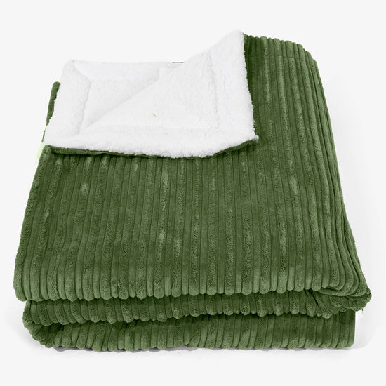 Grande Plaid / Coperta Sherpa 140 x 200cm - Velluto a Coste Verde Foresta - 01