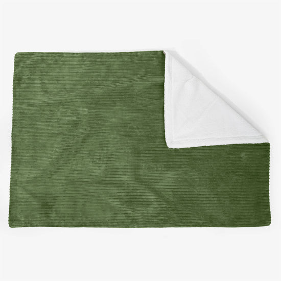 Grande Plaid / Coperta Sherpa 140 x 200cm - Velluto a Coste Verde Foresta - 02