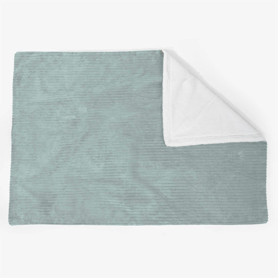 Grande Plaid / Coperta Sherpa 140 x 200cm - Velluto a Coste Verde Menta - 02