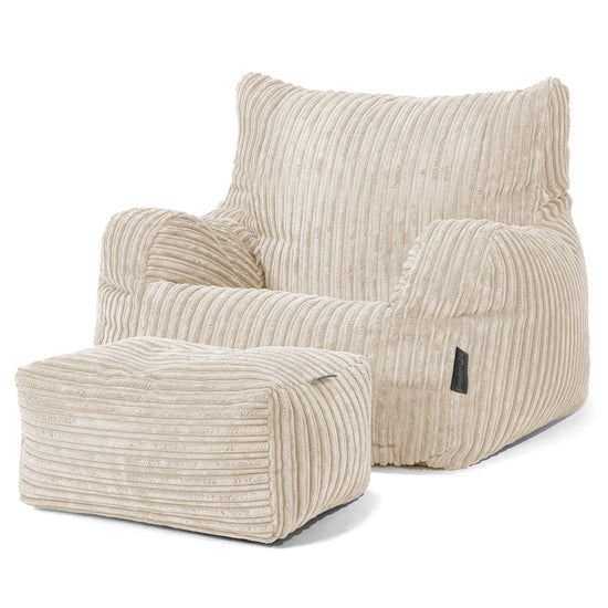 Josephine Poltrona Sacco, Pouf - Velluto a Coste Panna 02