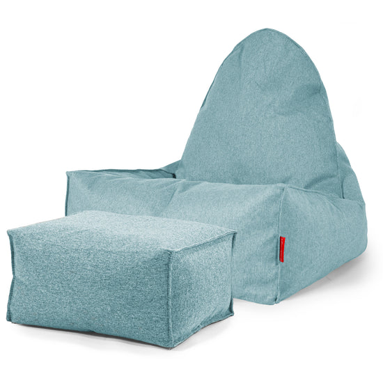 Poltrona a Sacco Scandi Lounger - Tessuto in Lana Interalli Acqua 02