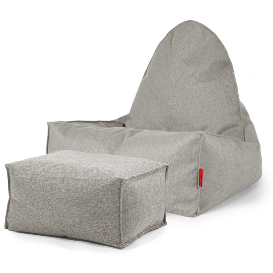Poltrona a Sacco Scandi Lounger - Tessuto in Lana Interalli Argento 02