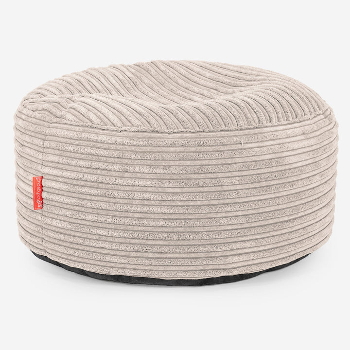 Pouf Ottoman con Vassoio - Velluto a Coste Avorio 03