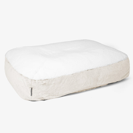 Lettino per Cani Sloucher Grande - Eco-pelliccia di Coniglio Bianco 01