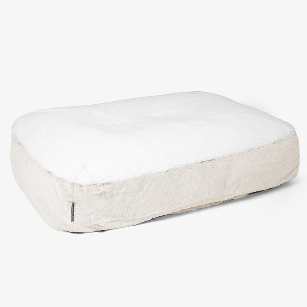 Lettino per Cani Sloucher Grande - Eco-pelliccia di Coniglio Bianco 01