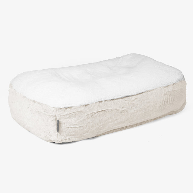 Lettino per Cani Sloucher Medio - Eco-pelliccia di Coniglio Bianco 01