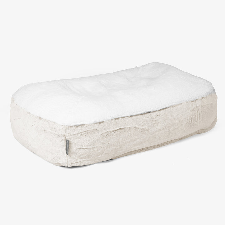 Lettino per Cani Sloucher Medio - Eco-pelliccia di Coniglio Bianco 01