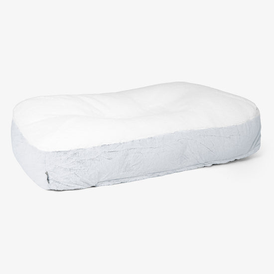 Lettino per Cani Sloucher XL - Eco-pelliccia di Coniglio Azzurro Polvere 01