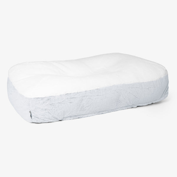 Lettino per Cani Sloucher XL - Eco-pelliccia di Coniglio Azzurro Polvere 01