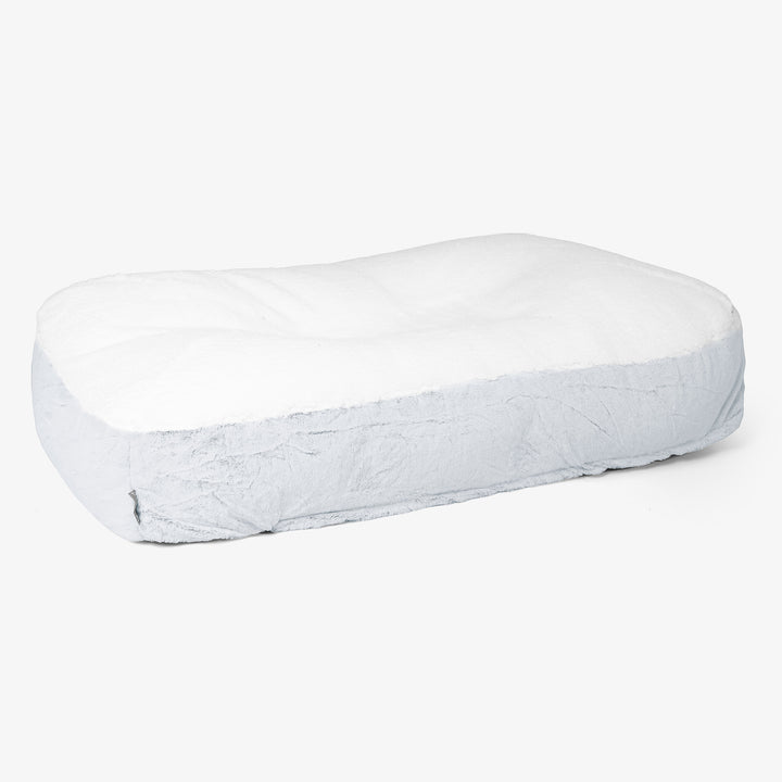 Lettino per Cani Sloucher XL - Eco-pelliccia di Coniglio Azzurro Polvere 01