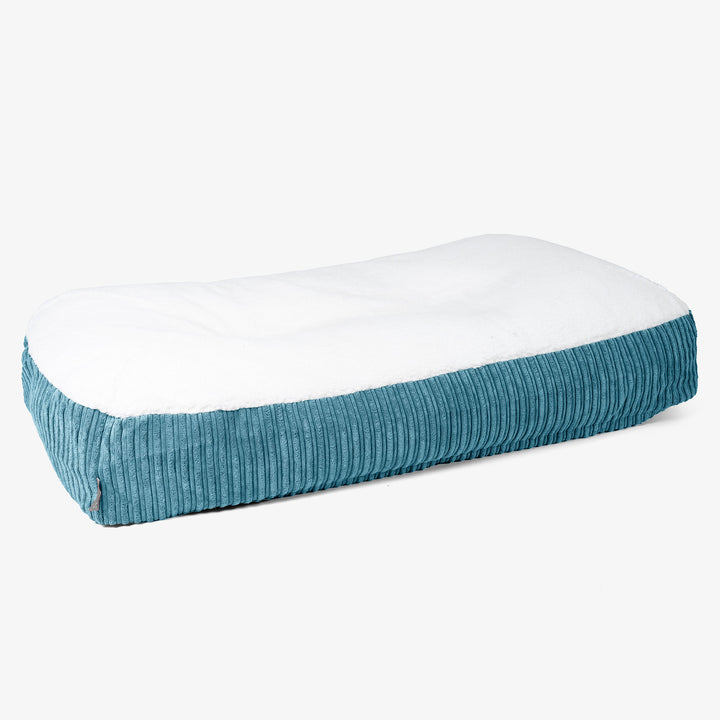 Lettino per Cani Sloucher XL - Sherpa & Velluto a Coste Egeo Blu 01