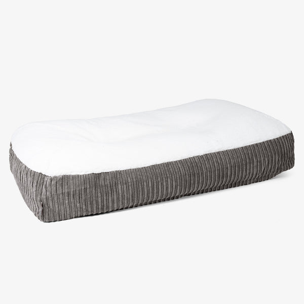 Lettino per Cani Sloucher XL - Sherpa & Velluto a Coste Grafite 01
