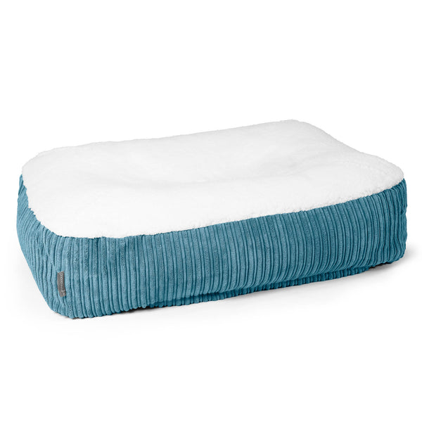 Lettino per Cani Sloucher Grande - Sherpa & Velluto a Coste Egeo Blu 01