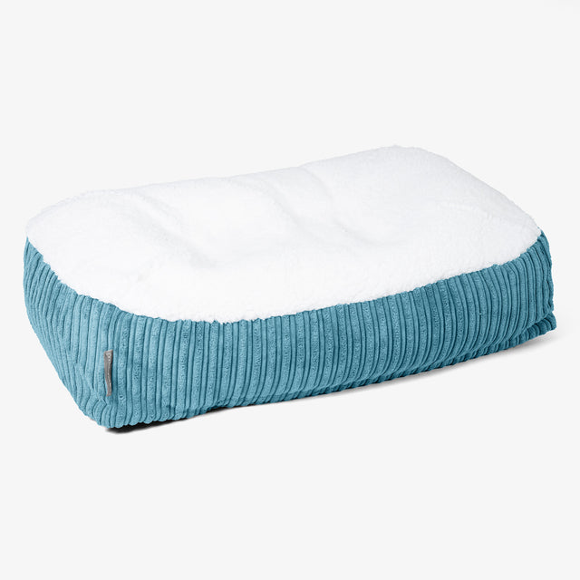 Lettino per Cani Sloucher Medio - Sherpa & Velluto a Coste Egeo Blu 01