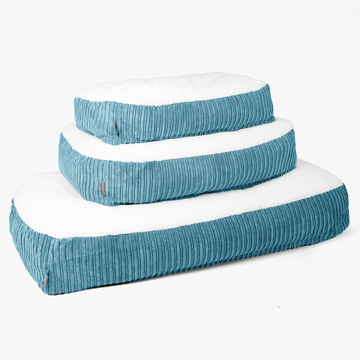 Lettino per Cani Sloucher Medio - Sherpa & Velluto a Coste Egeo Blu 02