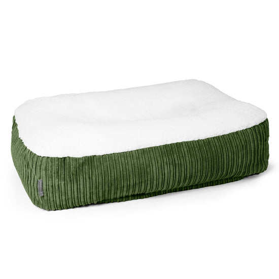 Lettino per Cani Sloucher Medio - Sherpa & Velluto a Coste Verde Foresta 01