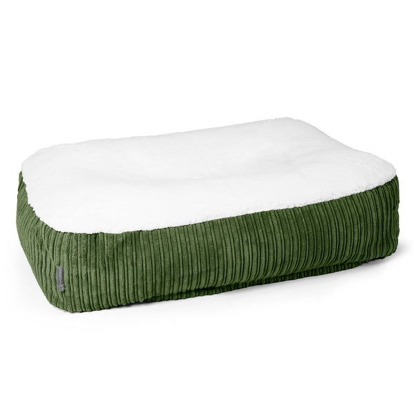 Lettino per Cani Sloucher Medio - Sherpa & Velluto a Coste Verde Foresta 01