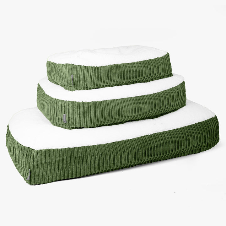 Lettino per Cani Sloucher Medio - Sherpa & Velluto a Coste Verde Foresta 02