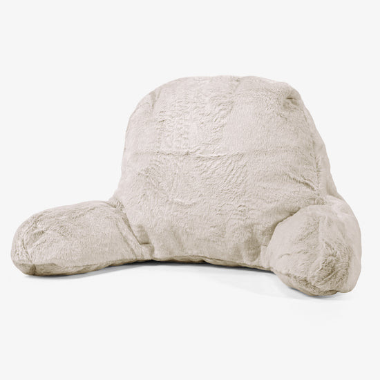 Cuscino da Lettura con Sostegno Posteriore Alto - Eco-pelliccia di Coniglio Marrone dorato 01