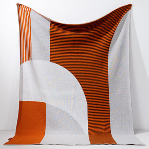 Coperta / Plaid - Lavorato a Maglia Astratto a Blocchi Arancione