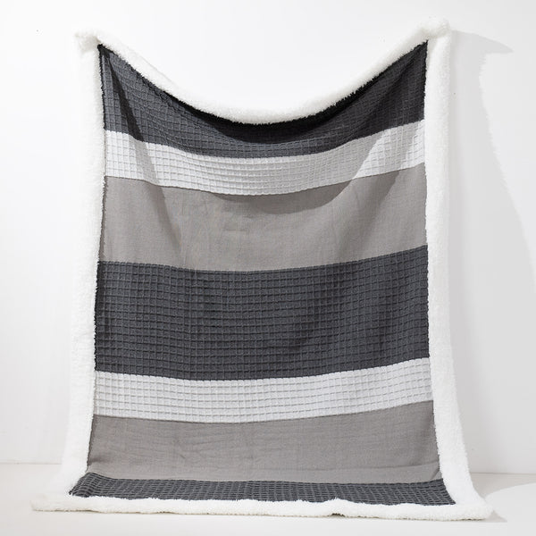 Coperta / Plaid - Lavorato a Maglia Blocco di Colore Grigio 01