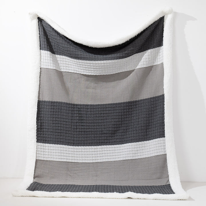 Coperta / Plaid - Lavorato a Maglia Blocco di Colore Grigio 01