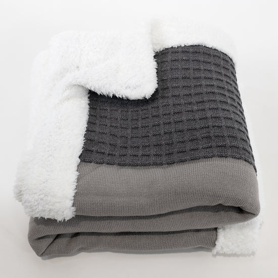 Coperta / Plaid - Lavorato a Maglia Blocco di Colore Grigio 03