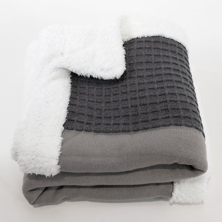 Coperta / Plaid - Lavorato a Maglia Blocco di Colore Grigio 03