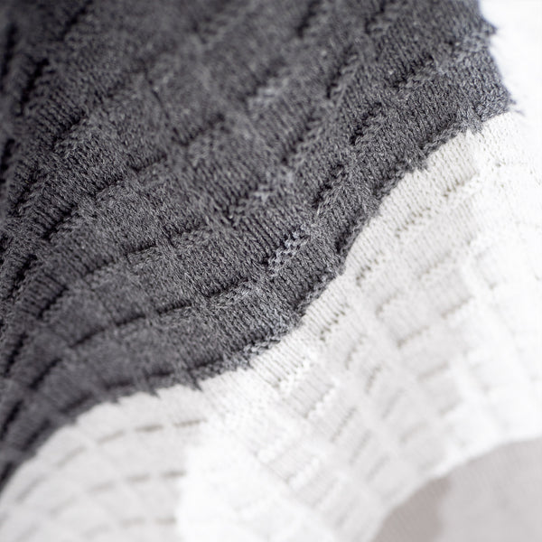 Coperta / Plaid - Lavorato a Maglia Blocco di Colore Grigio Fabric Close-up Image