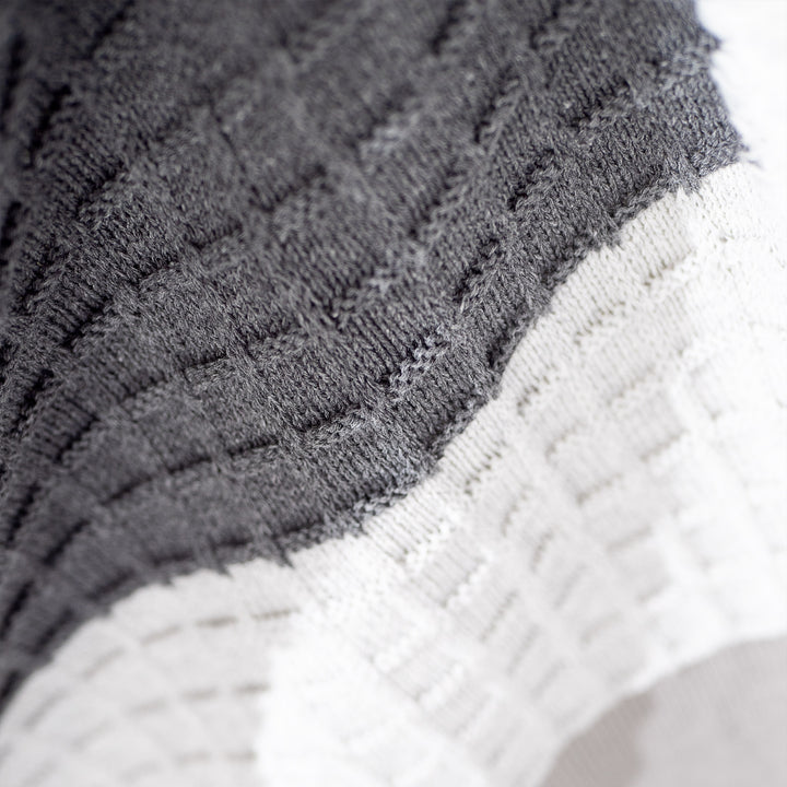 Coperta / Plaid - Lavorato a Maglia Blocco di Colore Grigio 04