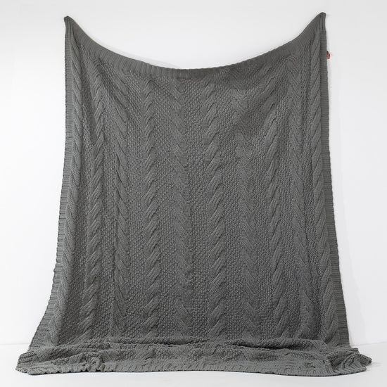 Coperta / Plaid - Lavorato a Maglia Cable Grigio 01