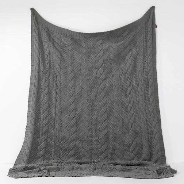 Coperta / Plaid - Lavorato a Maglia Cable Grigio 01