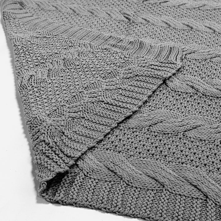 Coperta / Plaid - Lavorato a Maglia Cable Grigio 02