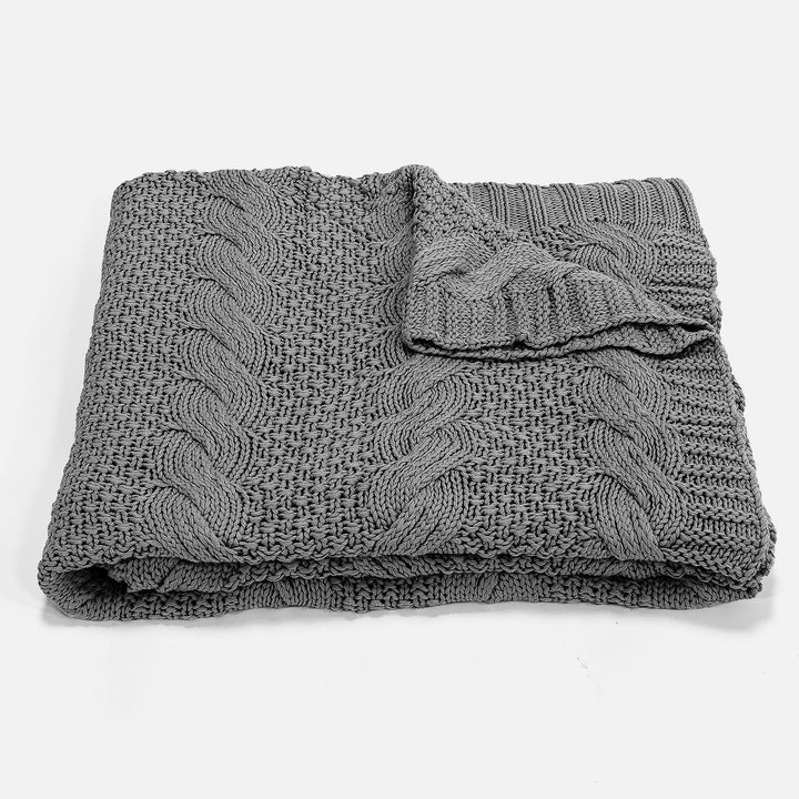Coperta / Plaid - Lavorato a Maglia Cable Grigio 03