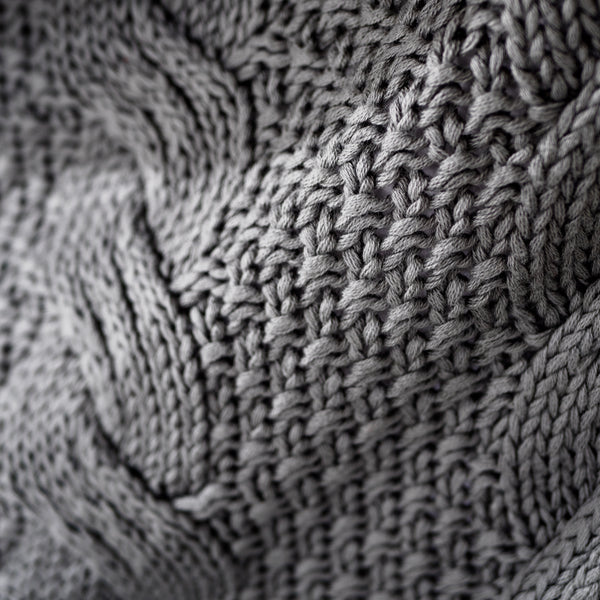 Coperta / Plaid - Lavorato a Maglia Cable Grigio Fabric Close-up Image