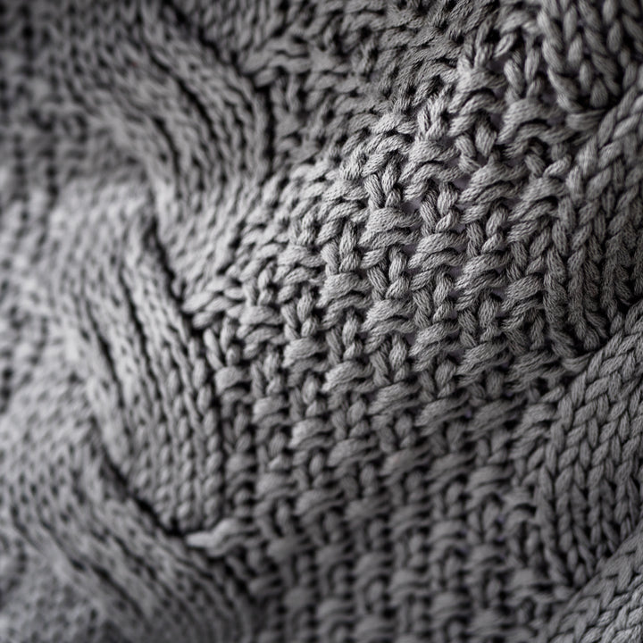 Coperta / Plaid - Lavorato a Maglia Cable Grigio 04