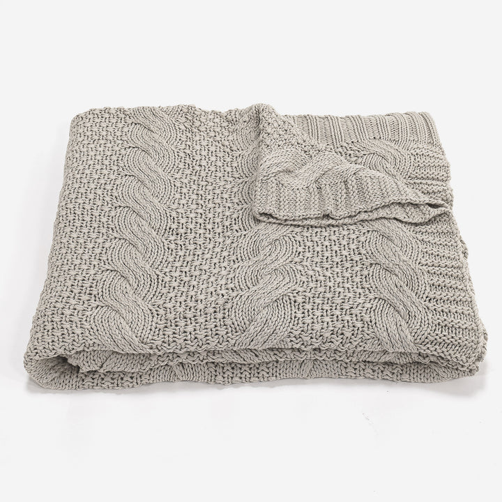 Coperta / Plaid - Lavorato a Maglia Cable Panna 03