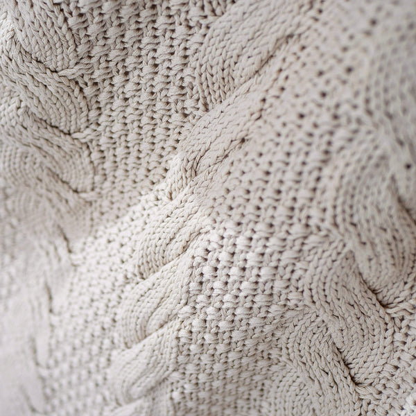 Coperta / Plaid - Lavorato a Maglia Cable Panna Fabric Close-up Image
