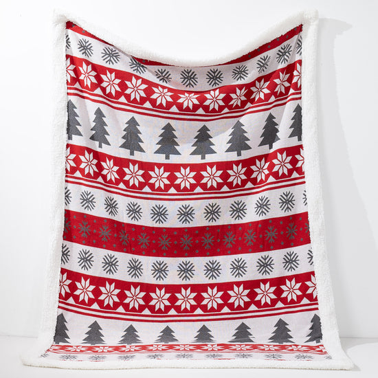 Coperta / Plaid - Lavorato a Maglia Fair Isle di Natale Rosso 01