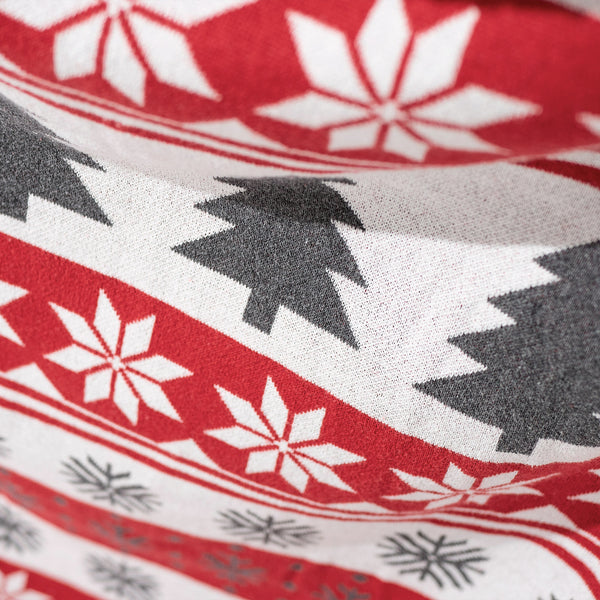 Coperta / Plaid - Lavorato a Maglia Fair Isle di Natale Rosso Fabric Close-up Image