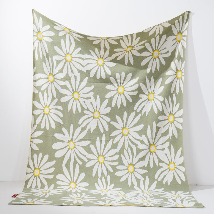 Coperta / Plaid - Lavorato a Maglia Floreale Menta 01