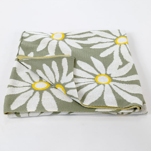 Coperta / Plaid - Lavorato a Maglia Floreale Menta 03