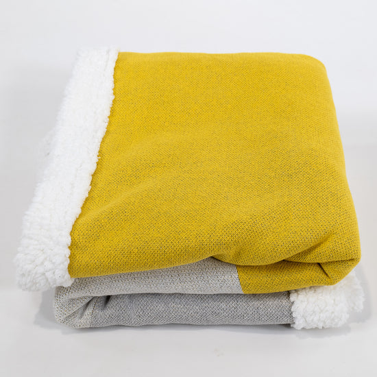 Coperta / Plaid - Lavorato a Maglia Geometrico a Blocchi Grigio 02