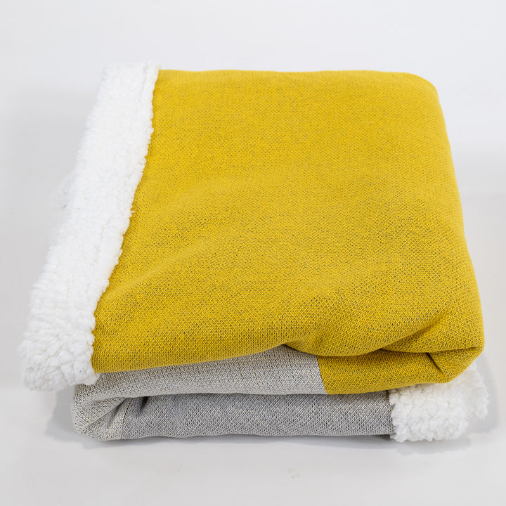 Coperta / Plaid - Lavorato a Maglia Geometrico a Blocchi Grigio 02