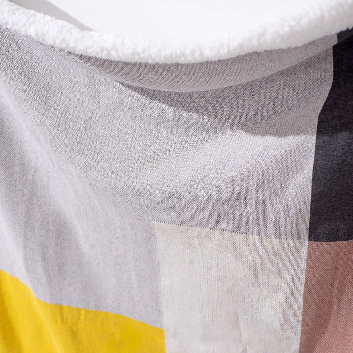 Coperta / Plaid - Lavorato a Maglia Geometrico a Blocchi Grigio 03