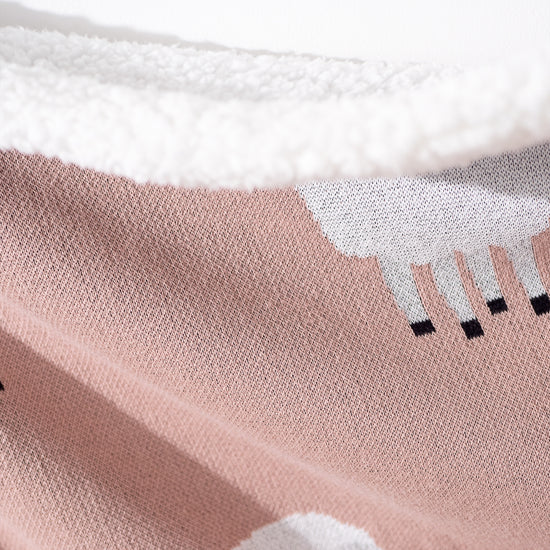 Coperta / Plaid - Lavorato a Maglia Pecora Rosa 02