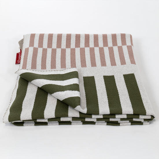 Coperta / Plaid - Lavorato a Maglia Striscia Verde 03