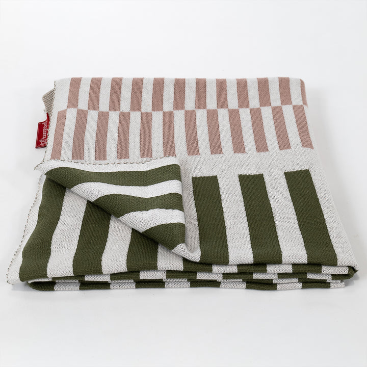 Coperta / Plaid - Lavorato a Maglia Striscia Verde 03